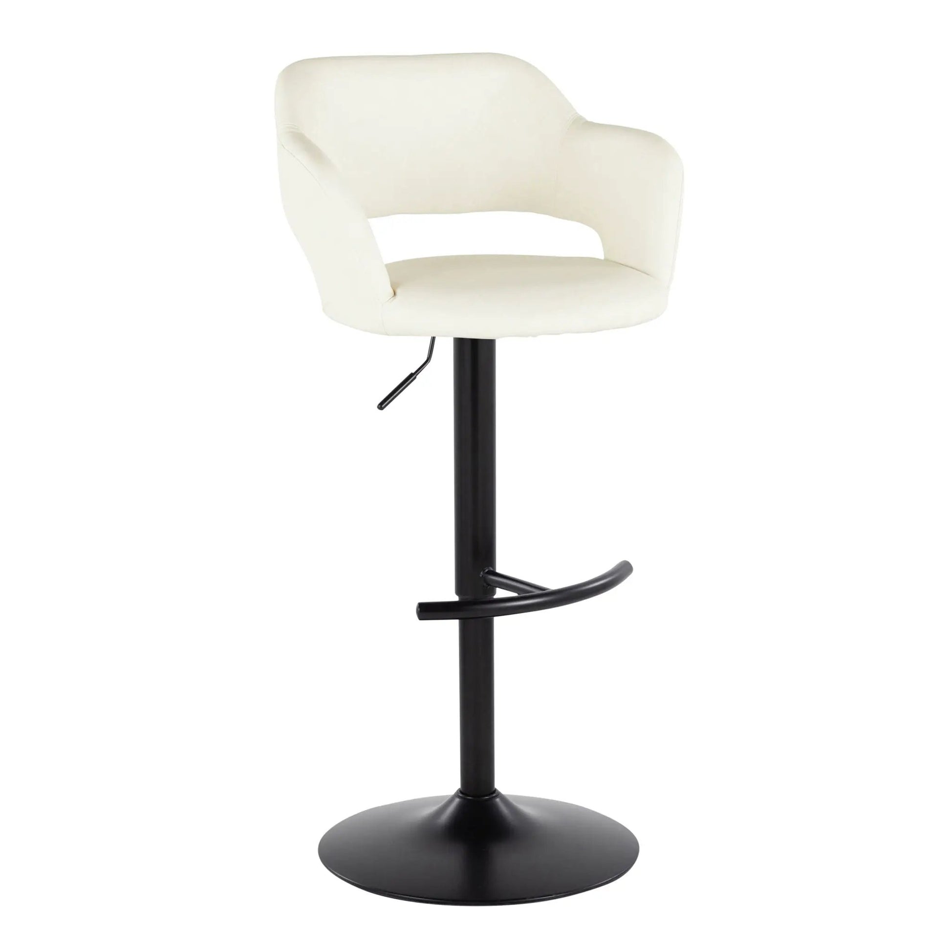 White Margarite contemporary adjustable swivel barstool with rounded T-footrest on Tampa Home & Garden Store