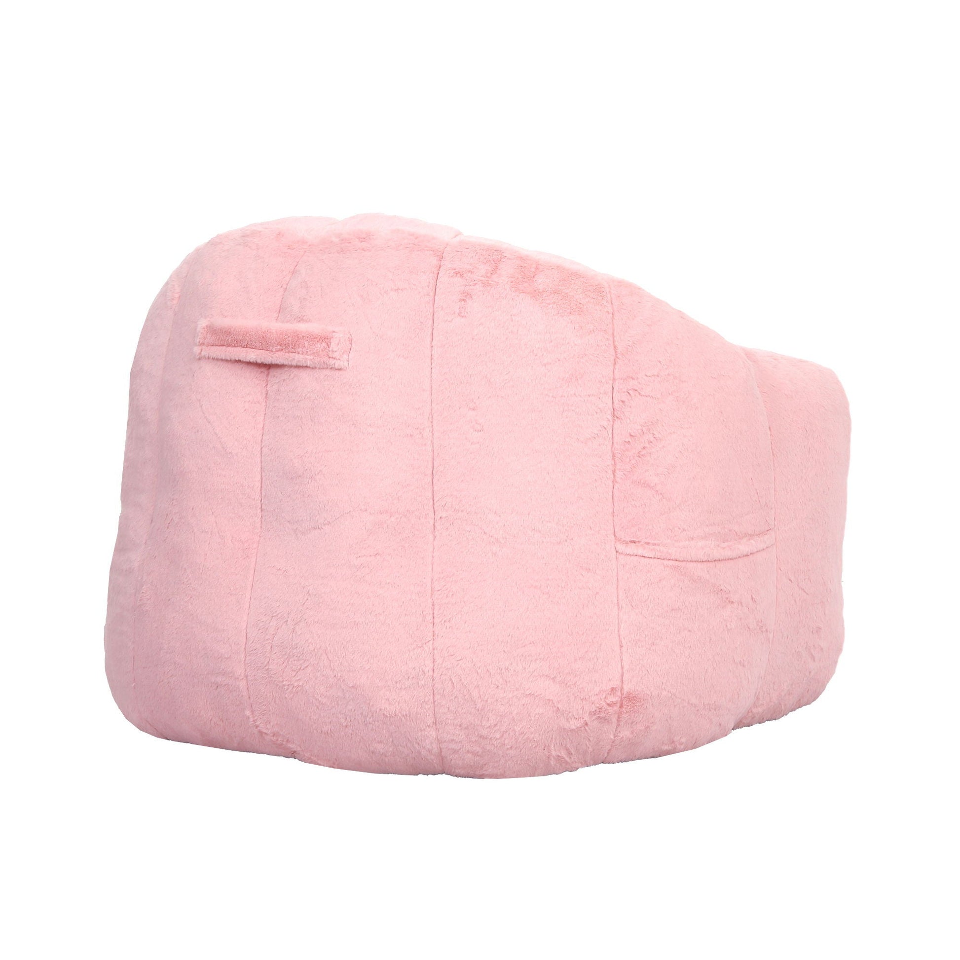 Beanbag chair with armrests in pink plush fabric, high-density foam on Tampa Home & Garden Store