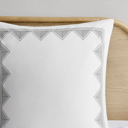 Duvet cover set King/Cal King cotton printed with aztec chenille border on white pillow sham HouseOfZazla on Tampa Home & Garden Store
