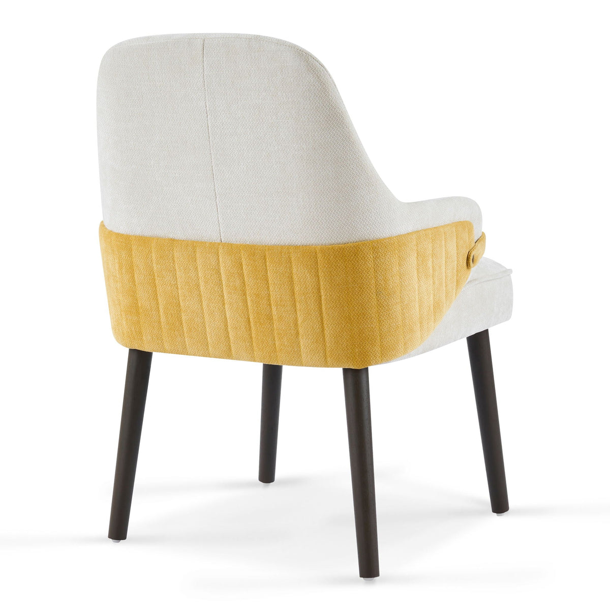 Indoor dining chair set of 2 in beige and yellow upholstery, dark wood legs by HouseOfZazla on Tampa Home & Garden Store