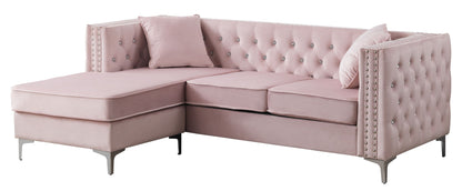Paige Sofa Chaise and Elegant Tufted Steel Legs