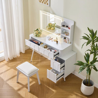 Modern Makeup Vanity Desk With LED Mirror