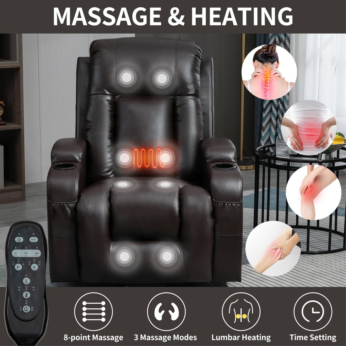 Thick Power Lift Recliner Chair and Footrest