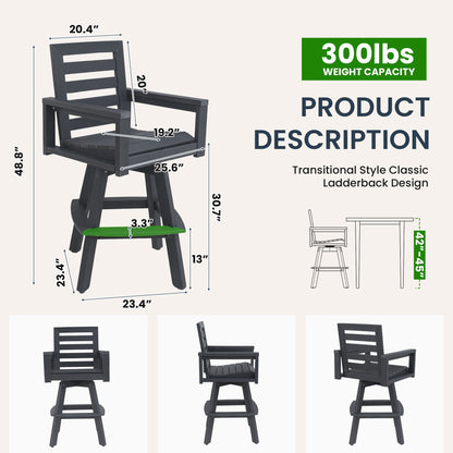 Outdoor 360° Swivel Bar Chair Slate Grey by HouseOfZazla, ladderback outdoor stool on Tampa Home & Garden Store
