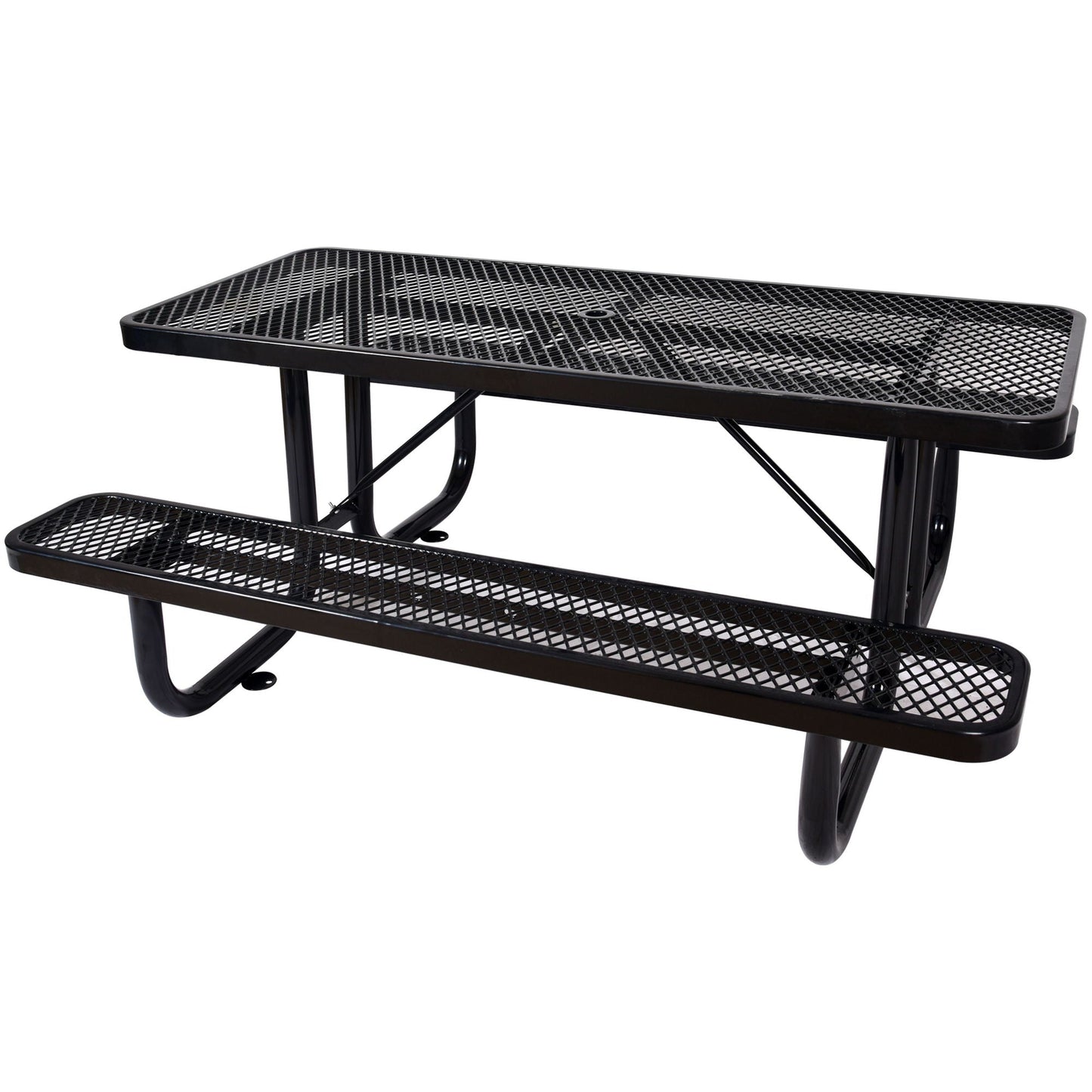 Sturdy Steel Picnic Table With Umbrella Pole