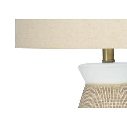 Table lamp cream shade with ceramic base and brass stem by Unique Piece Furniture on Tampa Home & Garden Store