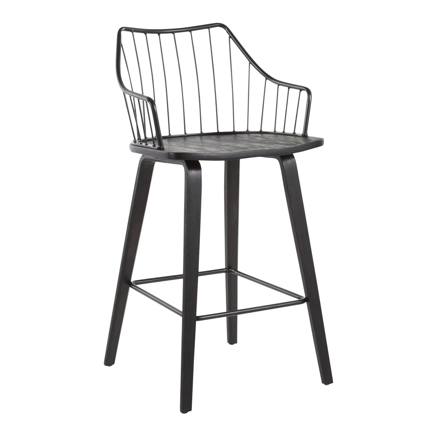 Winston Farmhouse Counter Stool from Unique Piece Furniture, black metal frame with wooden seat on Tampa Home & Garden Store