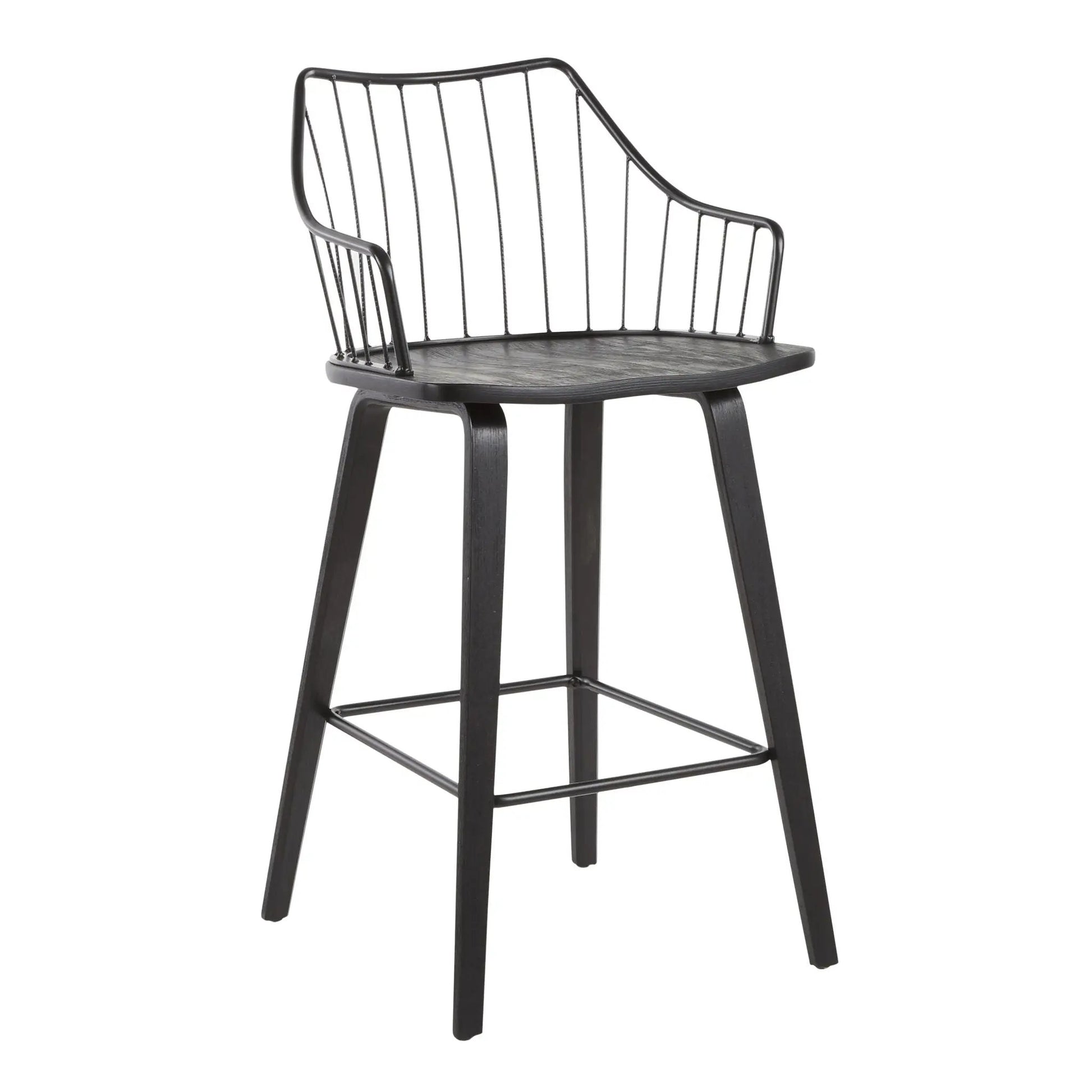 Winston Farmhouse Counter Stool from Unique Piece Furniture, black metal frame with wooden seat on Tampa Home & Garden Store