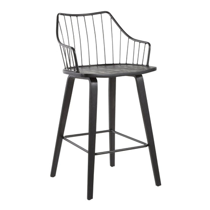 Winston Farmhouse Counter Stool from Unique Piece Furniture, black metal frame with wooden seat on Tampa Home & Garden Store
