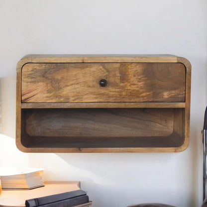 Curve Upper Slot Floating Nightstand with Drawer