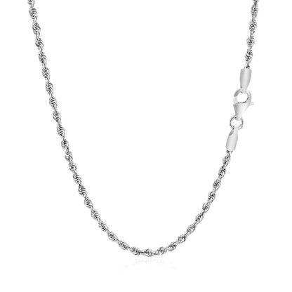 2.25mm 14k white gold solid diamond-cut rope chain necklace with lobster clasp on Tampa Home & Garden Store