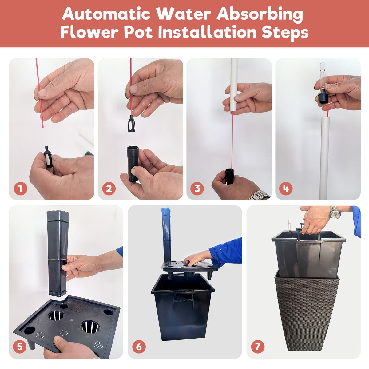Indoor Outdoor Planter With Automatic Watering System kit with tubing and connectors on Tampa Home & Garden Store