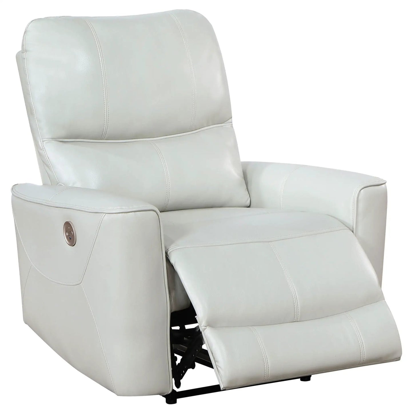 Dove Upholstered Power Recliner Chair with gray leather-like upholstery and USB charging on Tampa Home & Garden Store