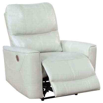 Dove Upholstered Power Recliner Chair with gray leather-like upholstery and USB charging on Tampa Home & Garden Store