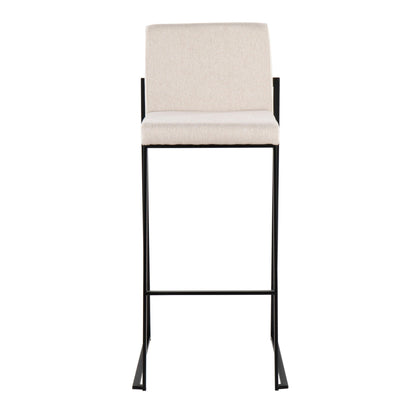 High back beige fabric barstool by HouseOfZazla with black metal legs, multiple color options on Tampa Home & Garden Store