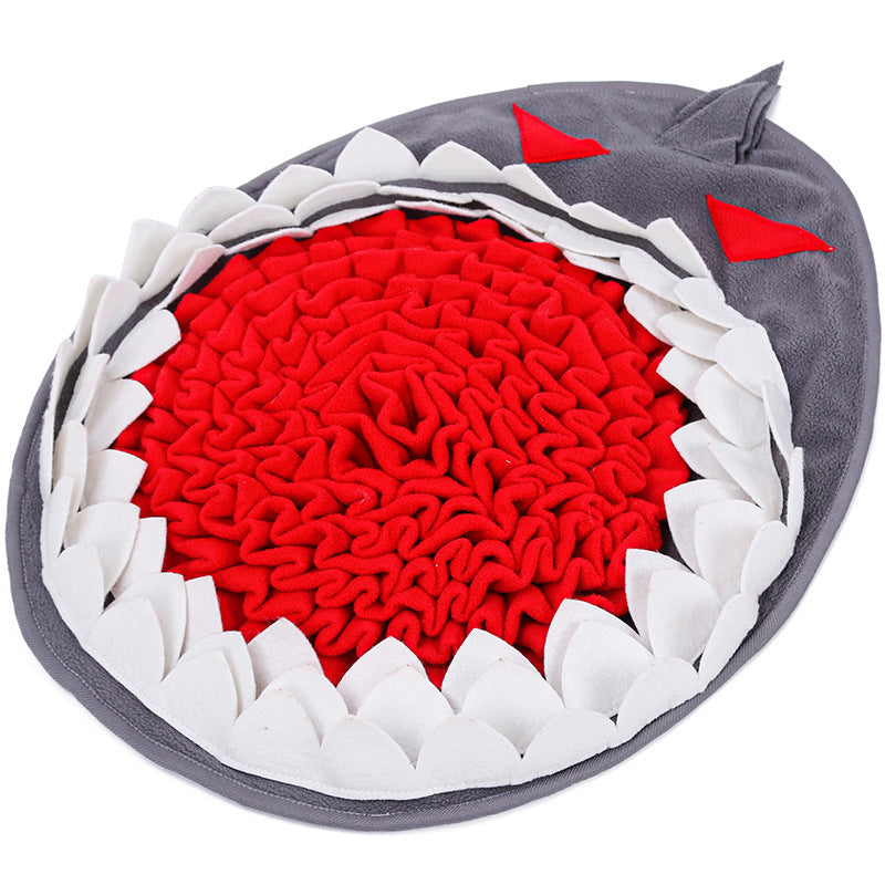 Dog sniffing mat puzzle toy with red center and white petals on circular mat by Sell My Stuff on Tampa Home & Garden Store