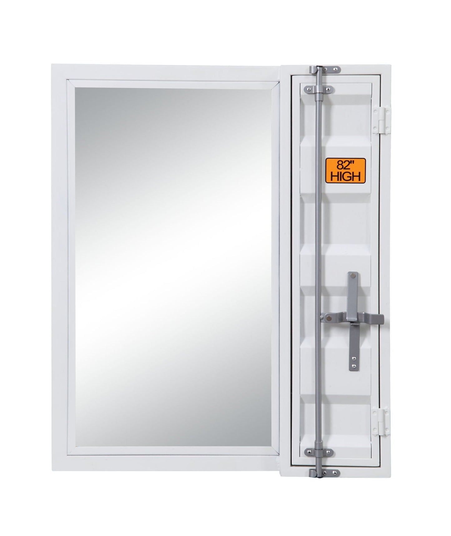 Cargo Vanity Mirror Clear Reflection, white frame with large mirror and storage trunk on Tampa Home & Garden Store