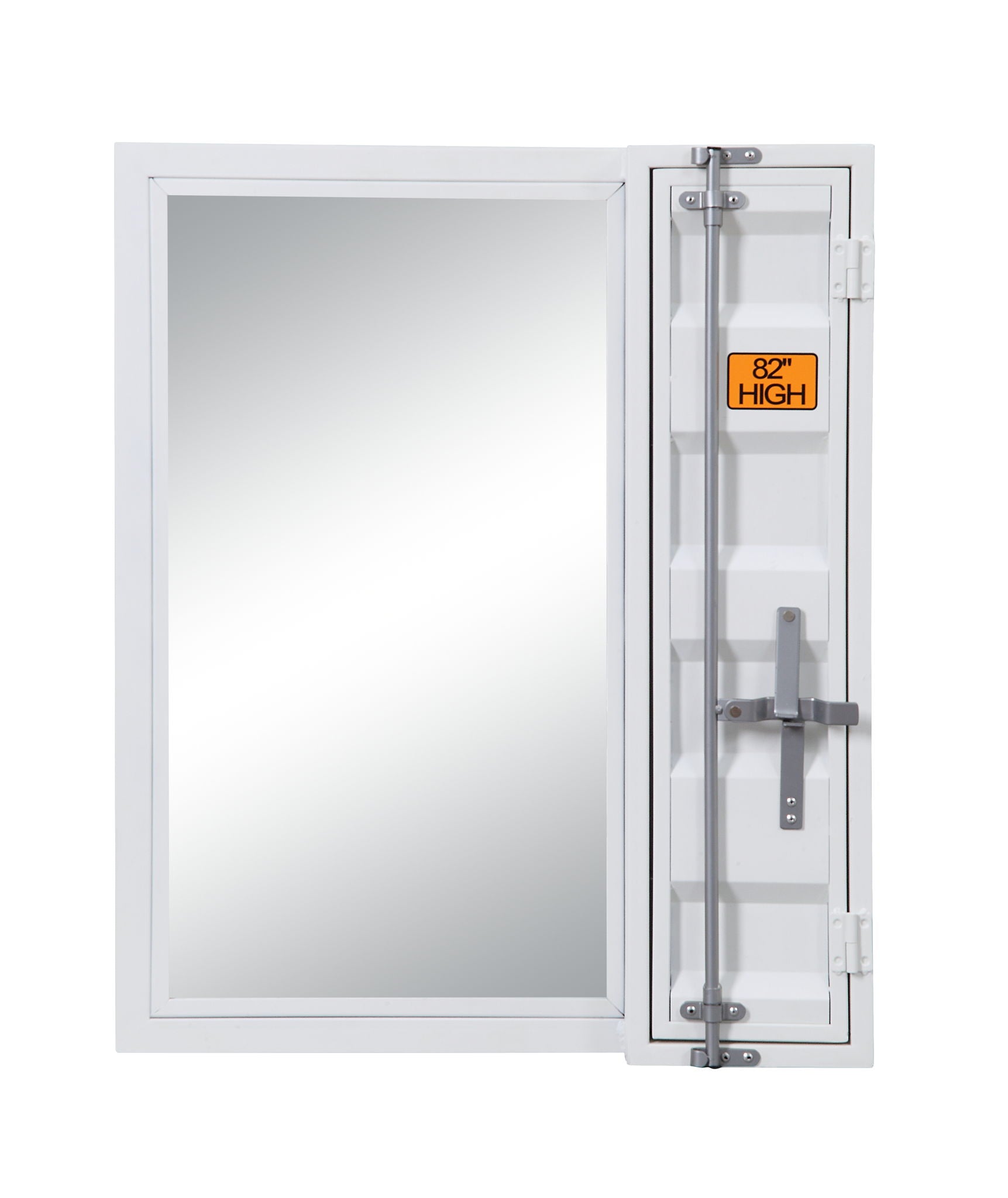 Cargo Vanity Mirror Clear Reflection, white frame with large mirror and storage trunk on Tampa Home & Garden Store