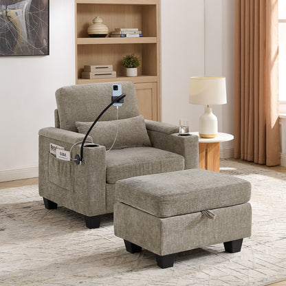 Brown Single Sofa Recliner and Manual Backrest
