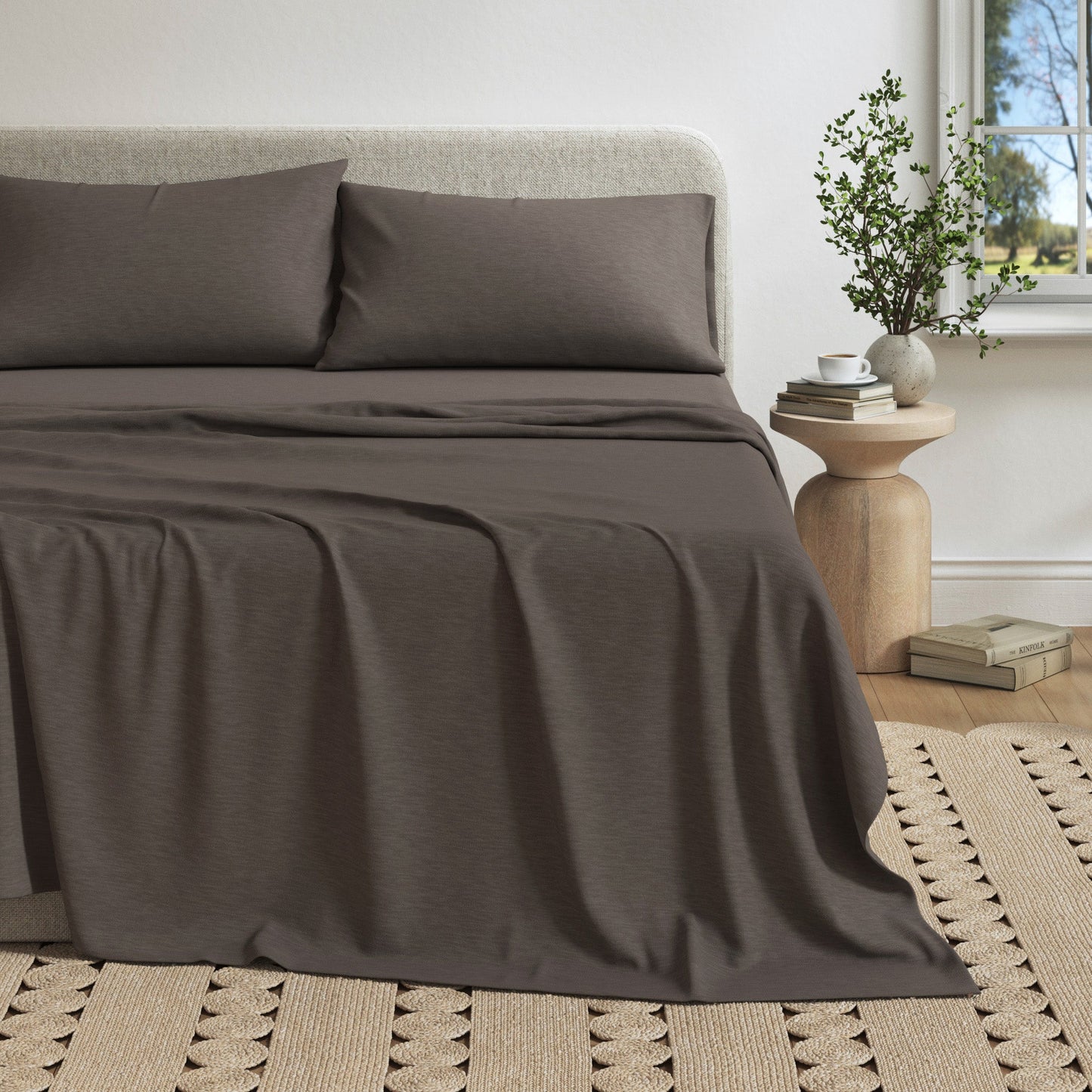 Heathered Jersey and Cotton Blend Bed Sheets