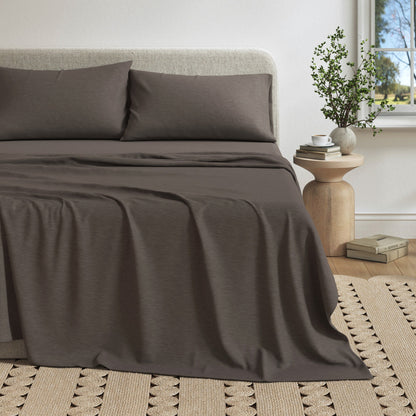 Heathered Jersey and Cotton Blend Bed Sheets