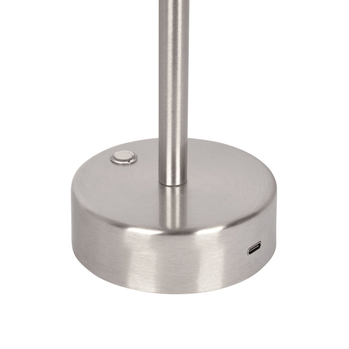 Elegance rechargeable LED table lamp with brushed stainless steel finish and touch switch on Tampa Home & Garden Store