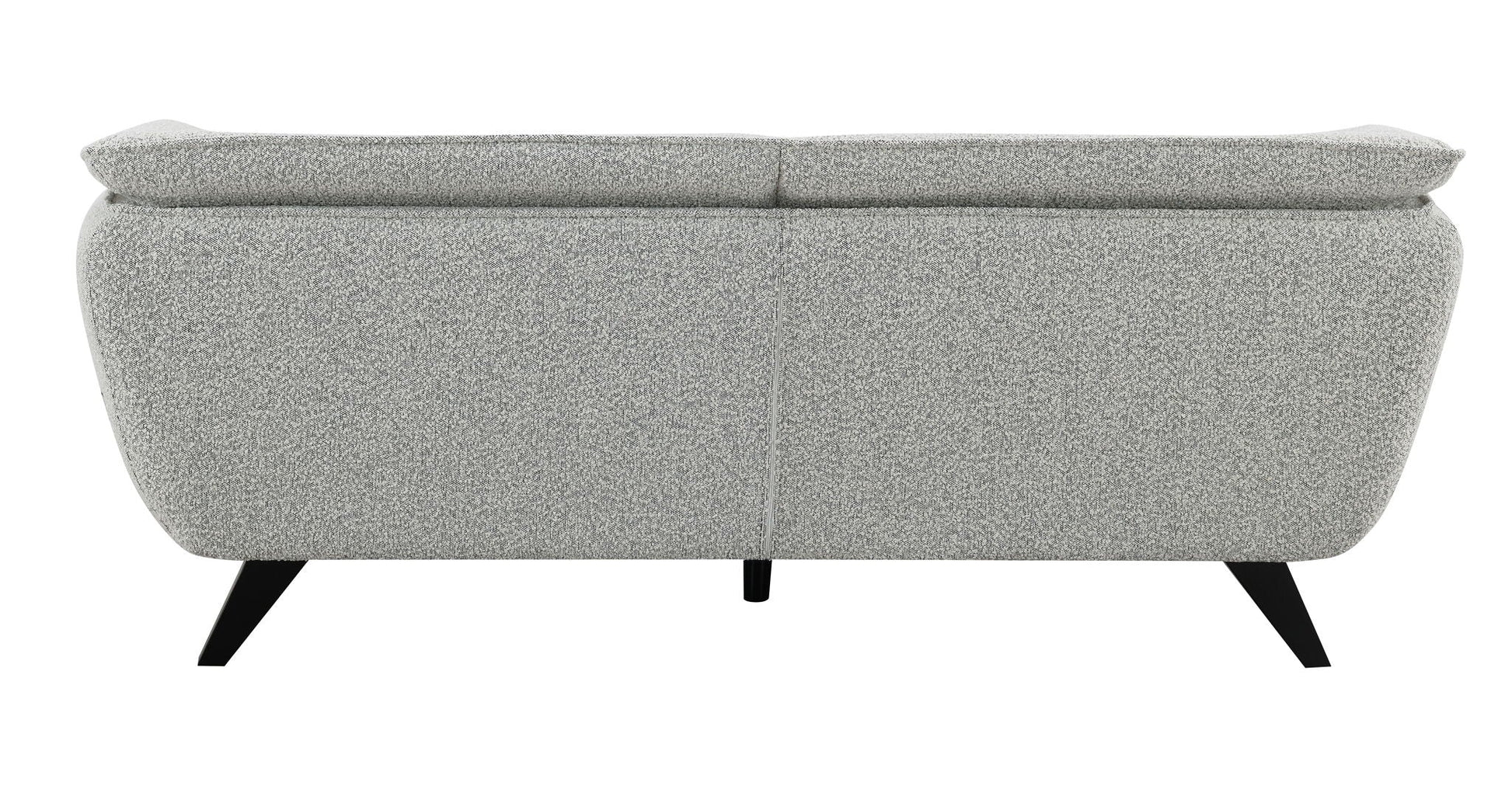 Nayeli Boucle Sofa by HouseOfZazla gray boucle upholstery sofa with cushions and angled legs on Tampa Home & Garden Store