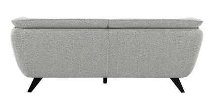 Nayeli Boucle Sofa by HouseOfZazla gray boucle upholstery sofa with cushions and angled legs on Tampa Home & Garden Store