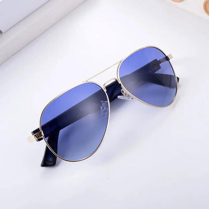FLIPSTYLEZLLC aviator sunglasses with gold frame and blue mirrored polarized lenses on Tampa Home & Garden Store
