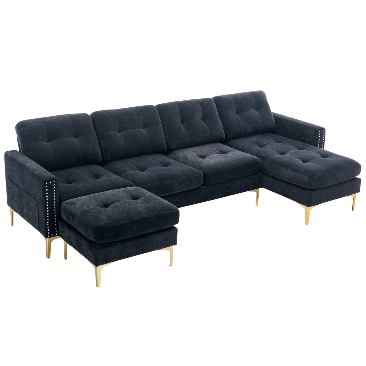 Modern Convertible Sectional Sofa and Ottoman
