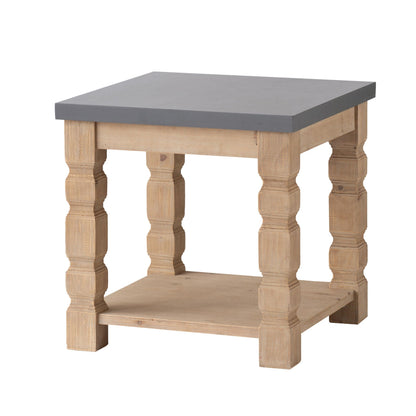 Console table with fir wood legs and gray veneer top, lower shelf, light brown finish on Tampa Home & Garden Store