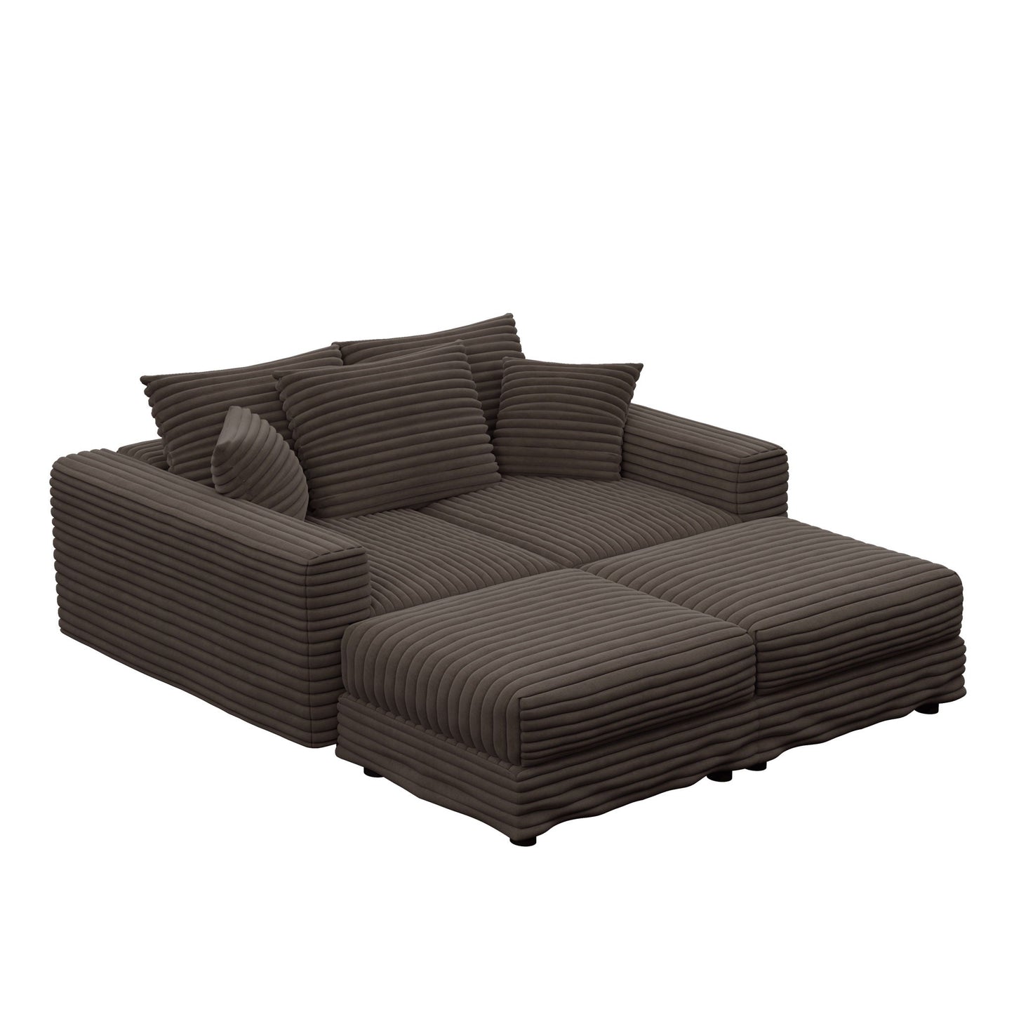 Deep Seat Sofa Bed With Ottoman and Soft Pillows