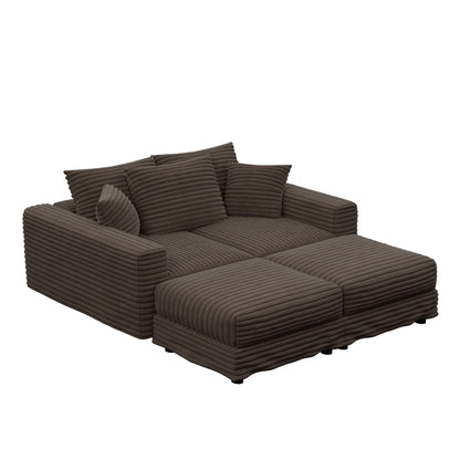 Deep Seat Sofa Bed With Ottoman and Soft Pillows