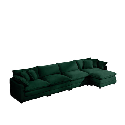 Modern oversized modular sofa with ottoman in dark emerald green, low back 2-piece set on Tampa Home & Garden Store