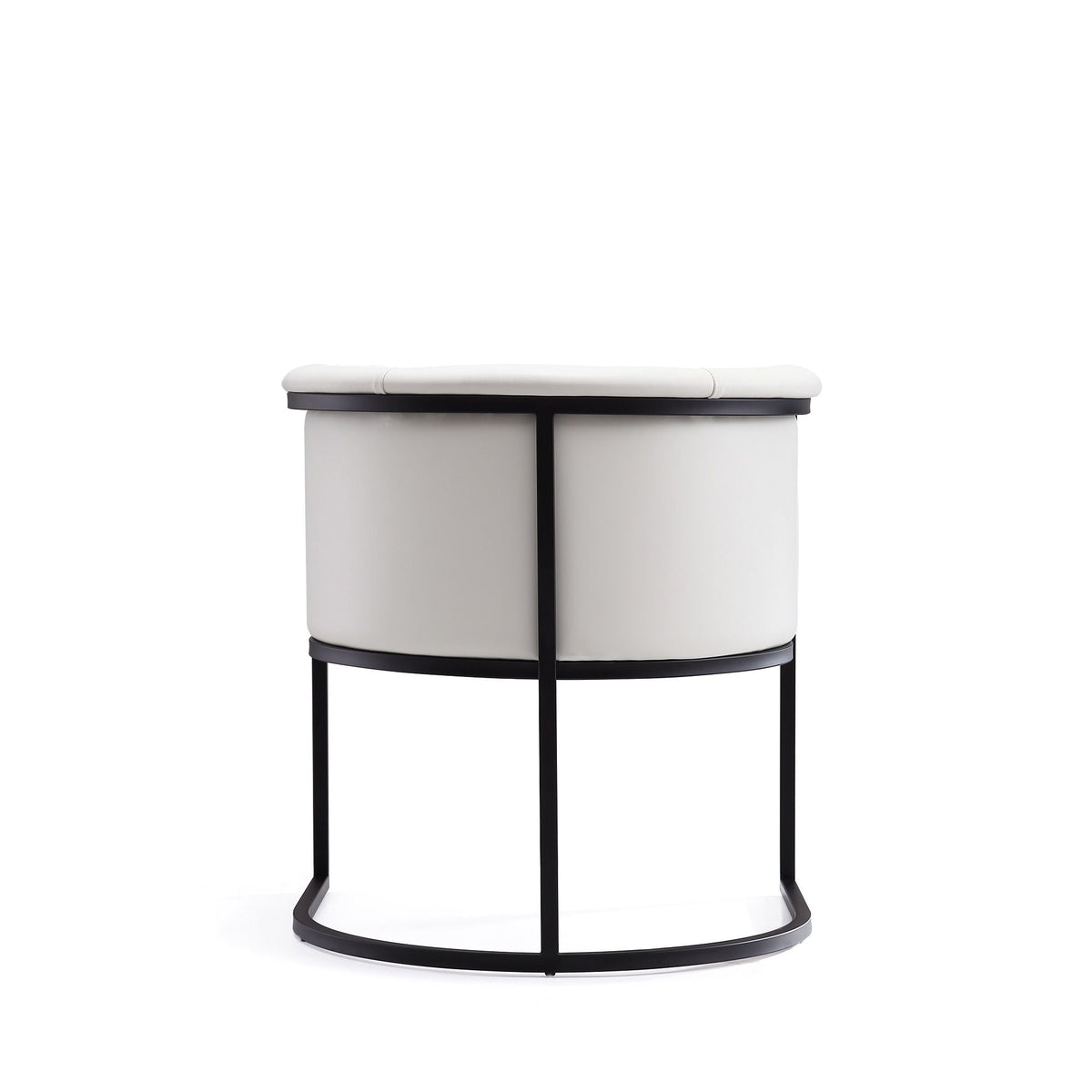 Cosmopolitan Dining Chair with Geometric Metal Frame, white upholstered seat, black metal base on Tampa Home & Garden Store
