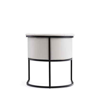 Cosmopolitan Dining Chair with Geometric Metal Frame, white upholstered seat, black metal base on Tampa Home & Garden Store