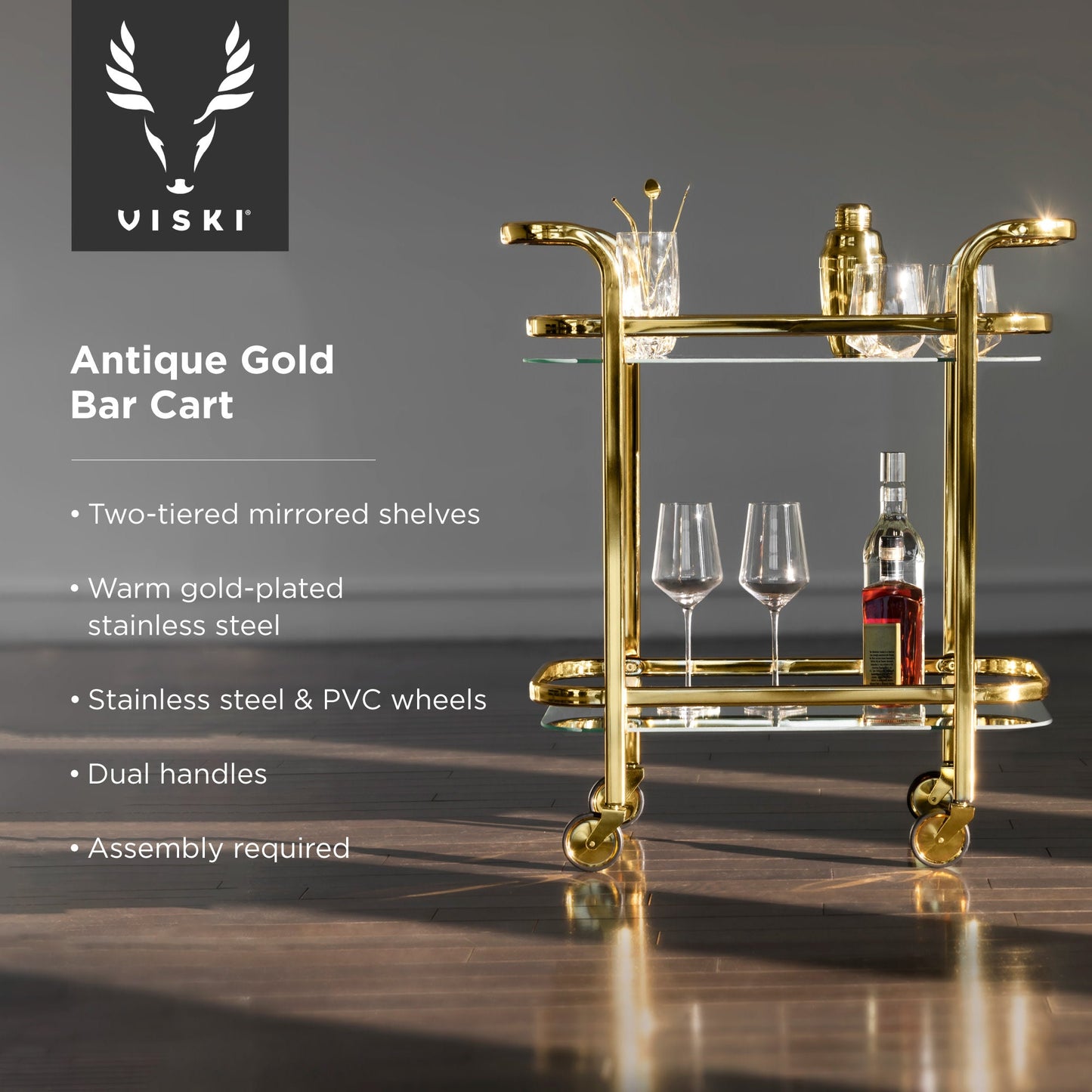Antique Gold Bar Cart and the Stainless Frame