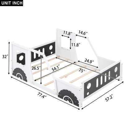 Classic car-shaped platform bed with wheels in white wood, Unique Piece Furniture on Tampa Home & Garden Store