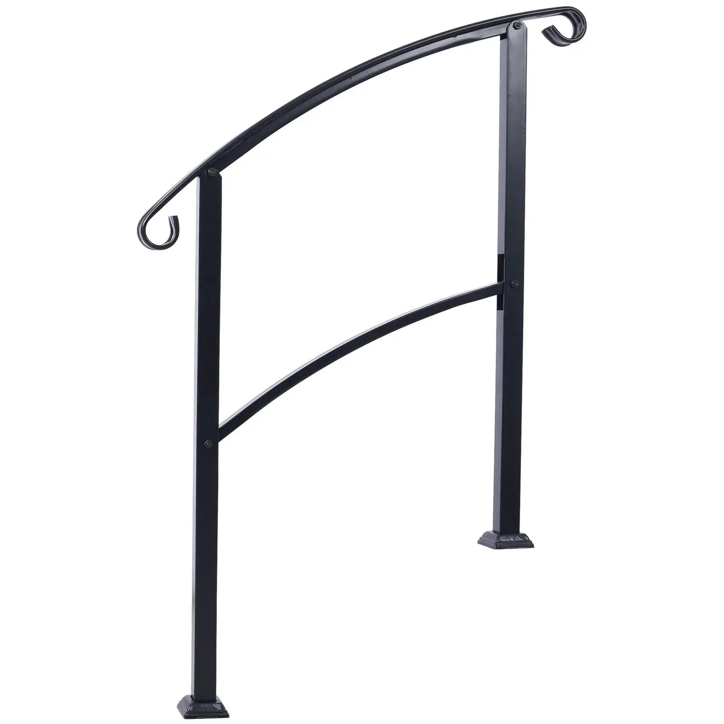 Handrail for outdoor steps, black metal arch with scroll ends, 2-post frame on Tampa Home & Garden Store
