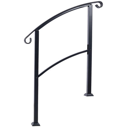Handrail for outdoor steps, black metal arch with scroll ends, 2-post frame on Tampa Home & Garden Store