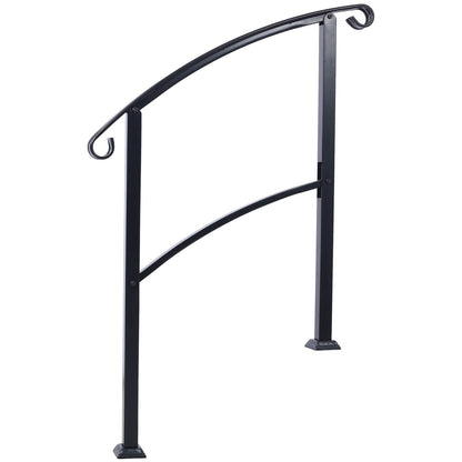 Sturdy Black Outdoor Steps and Porch Handrail