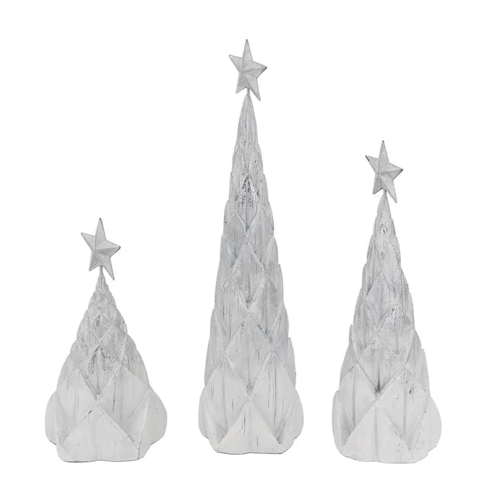Resin Foil Christmas Trees Star Top Set of 3
