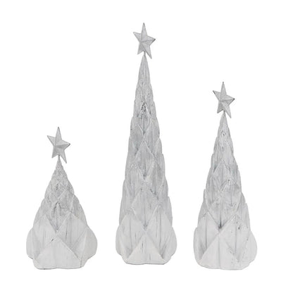 Resin Foil Christmas Trees Star Top Set of 3