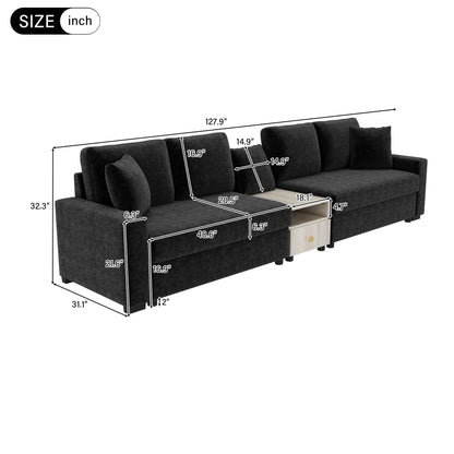 Modular sofa couch with storage armrest and center console in charcoal fabric by HouseOfZazla on Tampa Home & Garden Store