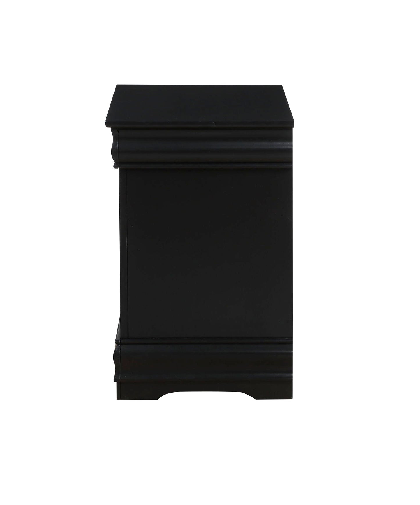 Louis Philippe accent nightstand in black finish with curved molding and tiered base on Tampa Home & Garden Store