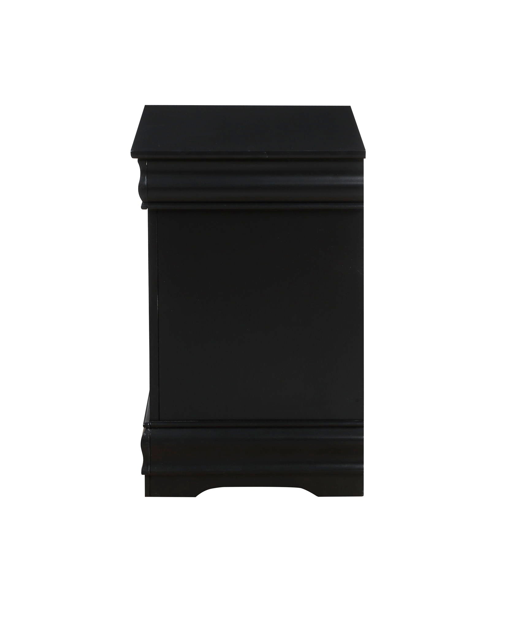 Louis Philippe accent nightstand in black finish with curved molding and tiered base on Tampa Home & Garden Store