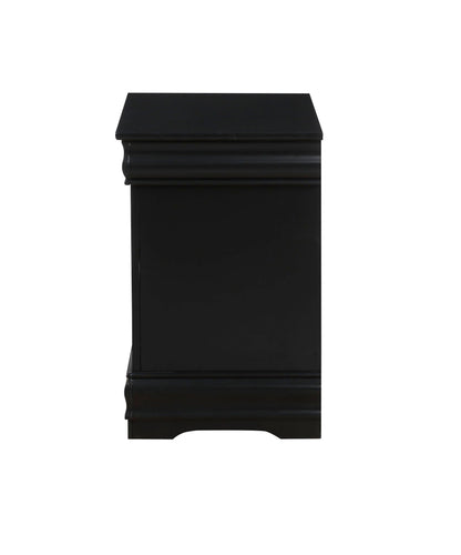 Louis Philippe accent nightstand in black finish with curved molding and tiered base on Tampa Home & Garden Store