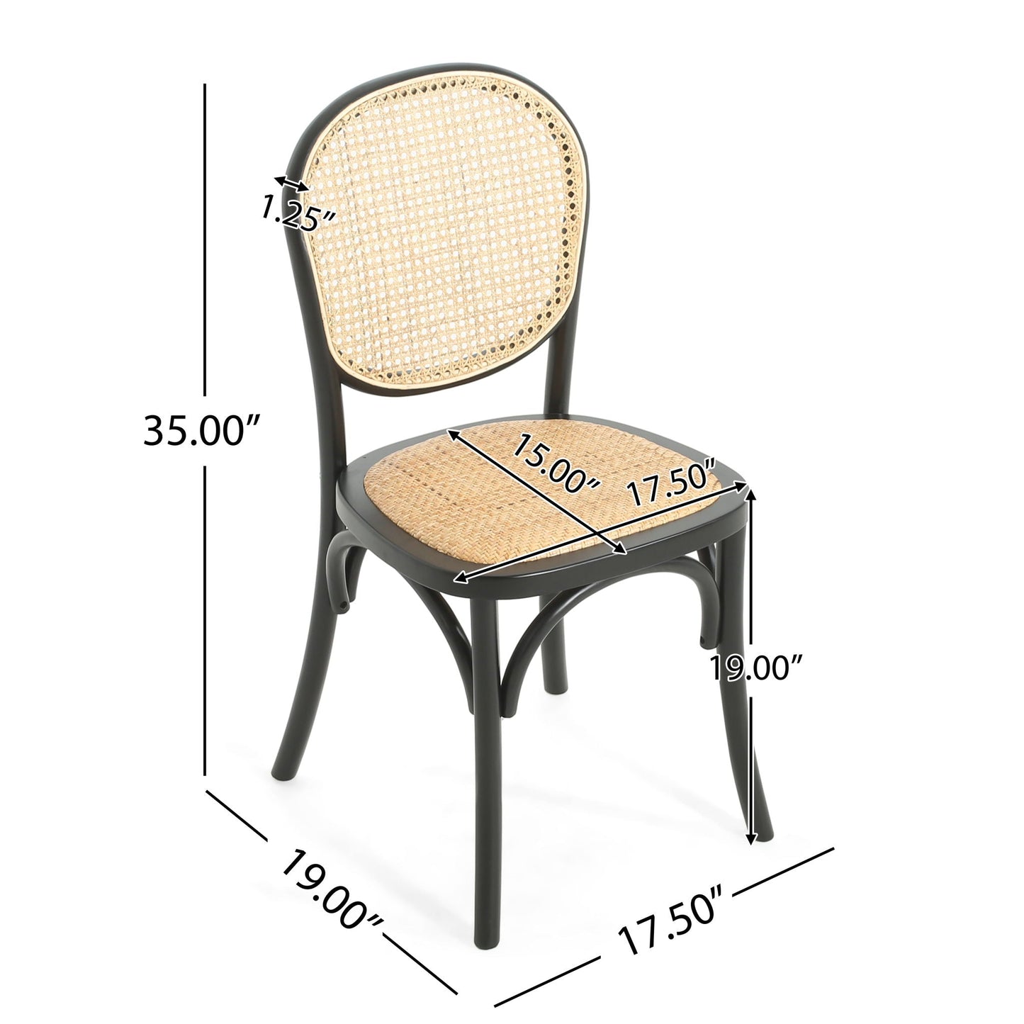 Vintage Style Dining Chairs Set of 2, black frame with cane back on Tampa Home & Garden Store