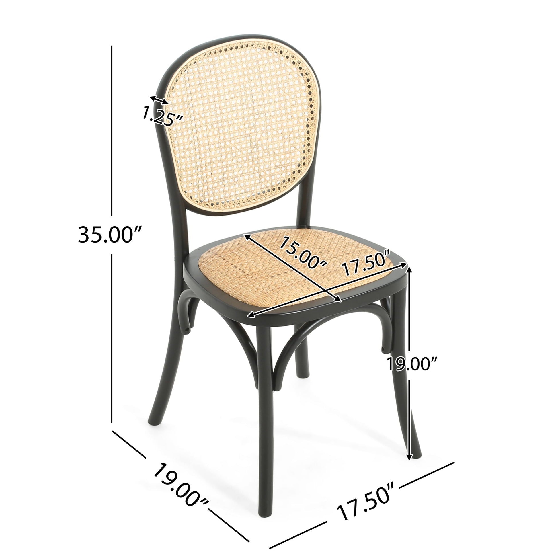 Vintage Style Dining Chairs Set of 2, black frame with cane back on Tampa Home & Garden Store