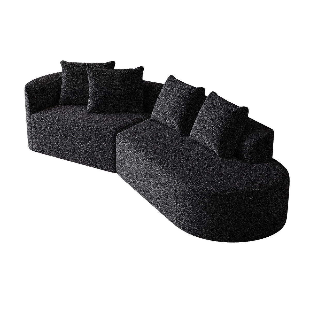 Chenille Sectional Sofa and Soft Throw Pillows